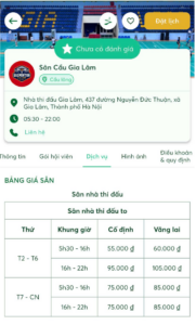 Thông tin và bảng giá thuê sân cầu lông Hà Nội tại Sân Cầu Gia Lâm