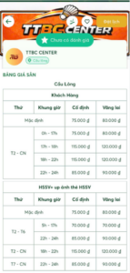 Đặt sân cầu lông Hà Nội trực tuyến tại TTBC Center
